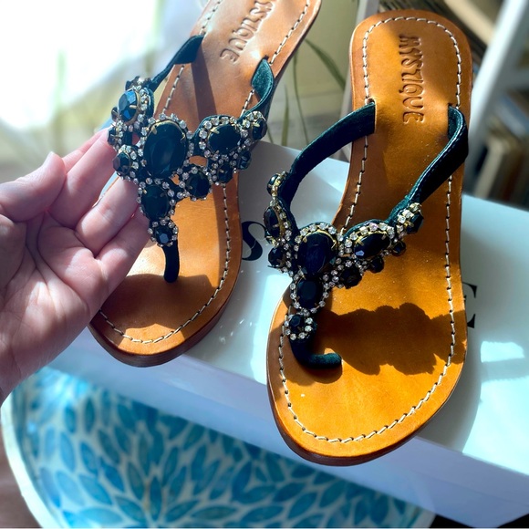 Mystique Boutique Shoes - Mystique | Black Jewel Heel Sandals